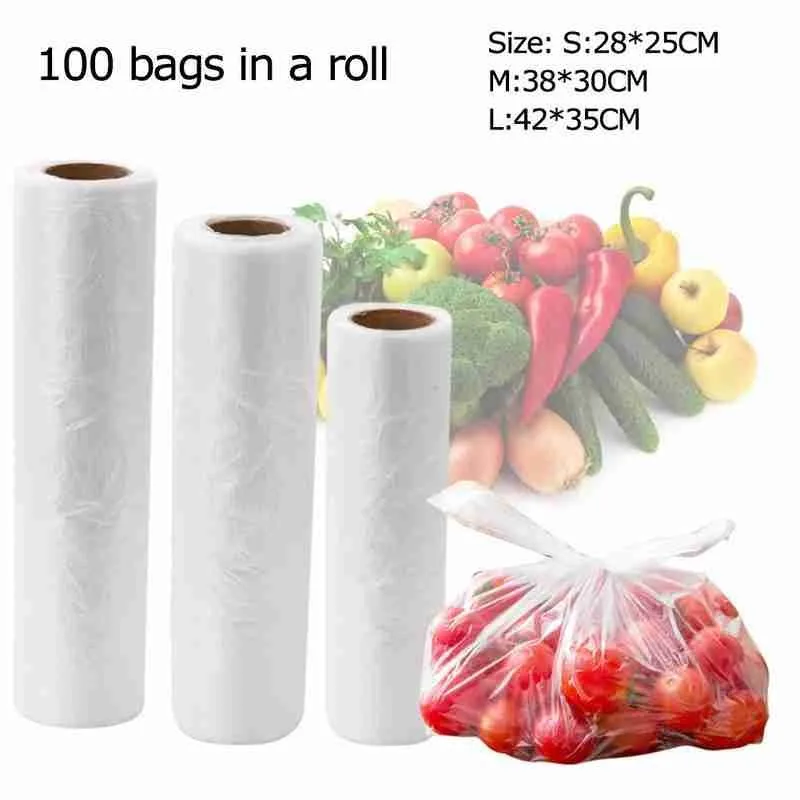 

100pcs Transparent Vacuum Storage Bags Disposable Food Preservation Bag Plastic Storage Bags Food Storage Bags With Handles