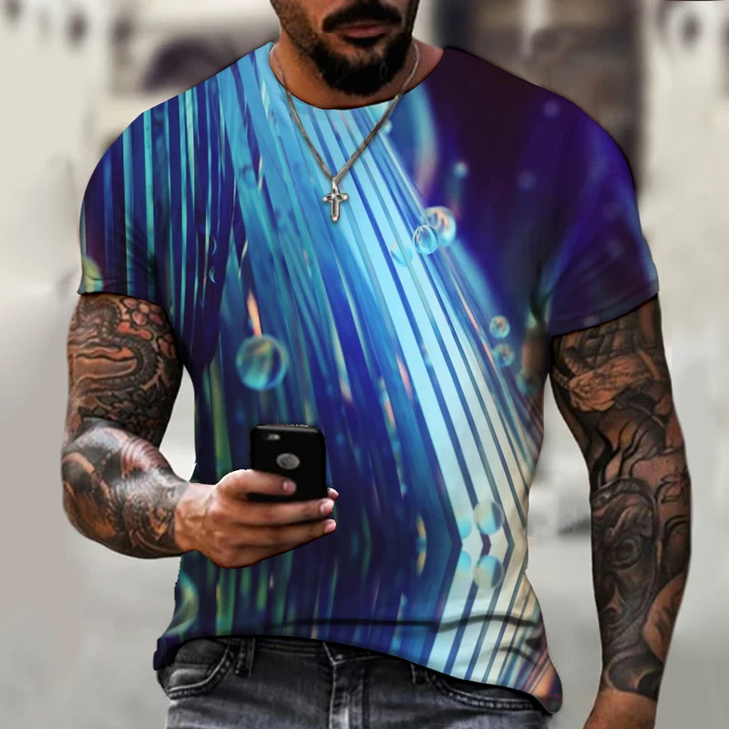 

Summer men's oversized T-shirt 6xl o collar, quick-drying, breathable shirt, full-color tie-dye art 3D printing trend
