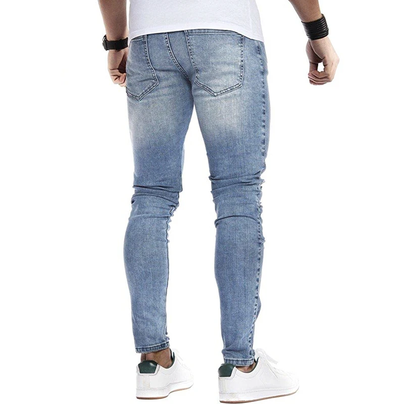 Men's Skinny Jeans 2019 Super Tear Elastic Denim Pants Waist European Style Four Seasons |