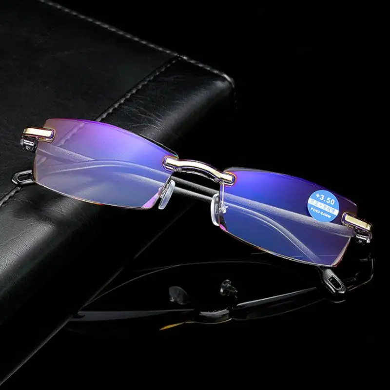 

Ultralight Rimless Reading Glasses Clear Lens Anti-Blu-Ray Radiation Presbyopia Readers