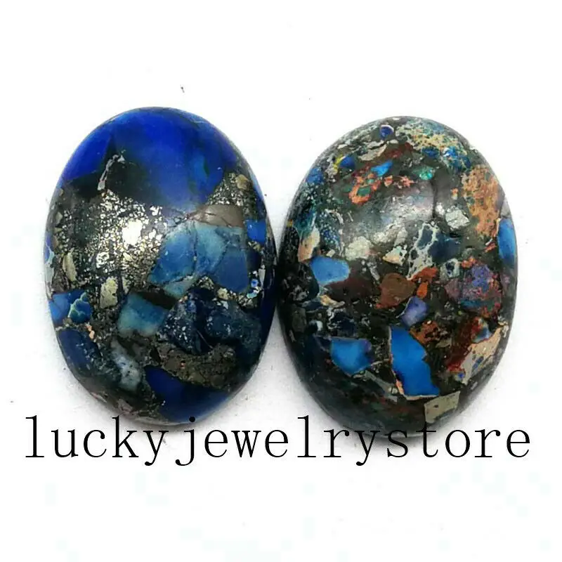 

25x18mm 5Pcs Blue Sea Sediment Jaspers Pyrite Oval CAB CABOCHON Free Shipping Fashion Jewelry