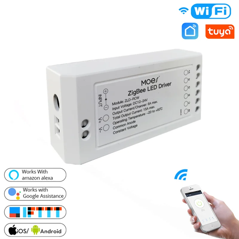 

Tuya ZigBee 3.0 RGBCCT LED Controller Smart Light Strip Controller Adjustable LED Lights Remote Control Timing Smart Switch