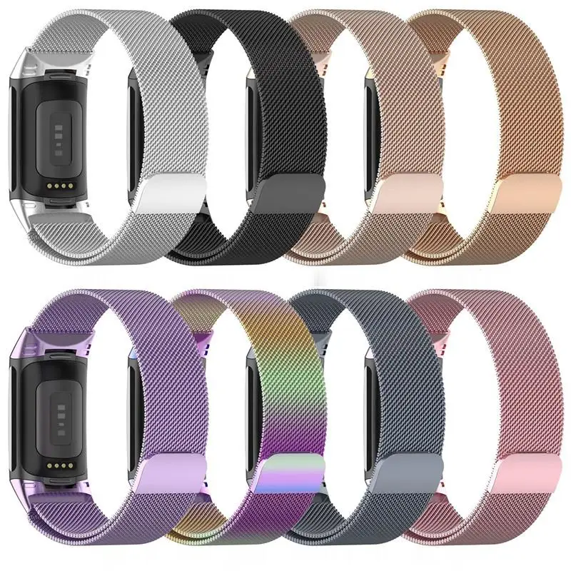 Браслет из нержавеющей стали для Fitbit Charge 5 Smart Wacth сетчатый браслет с магнитной