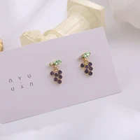 2020 fashion new purple gradient full crystal small grape cool daily stud earrings for women female jewelry pendiente brincos
