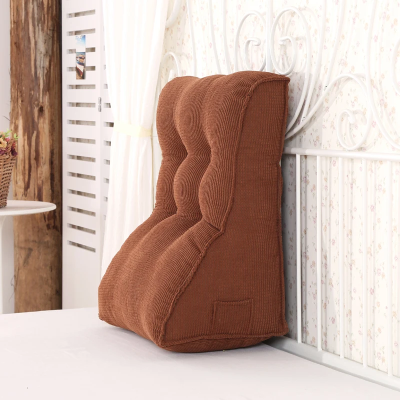 Triangle Cushion Backrest Pillow for Bed Big Dedroom Reading Neck Waist Soft Tatami Solid Color Cojines Home Decor FK117 | Дом и сад