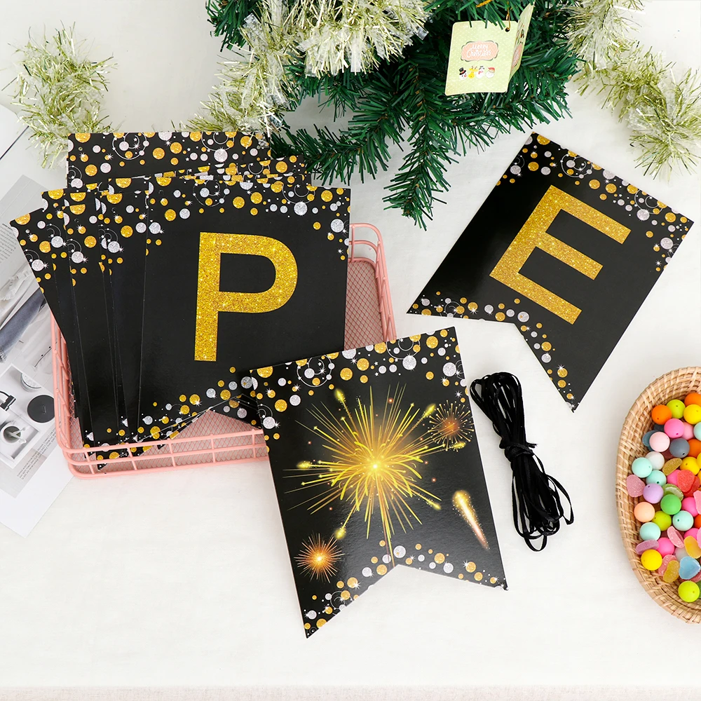 Новинка 2020 года! гирлянда с золотым блеском и флагом в канун Рождества вечерние