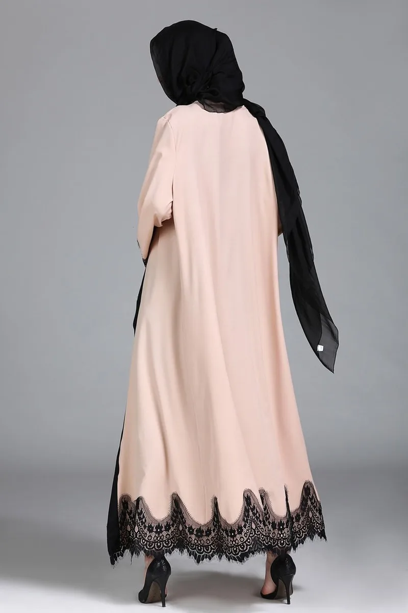 Абайя Женская с длинным рукавом модное кружевное мусульманское платье Турецкая