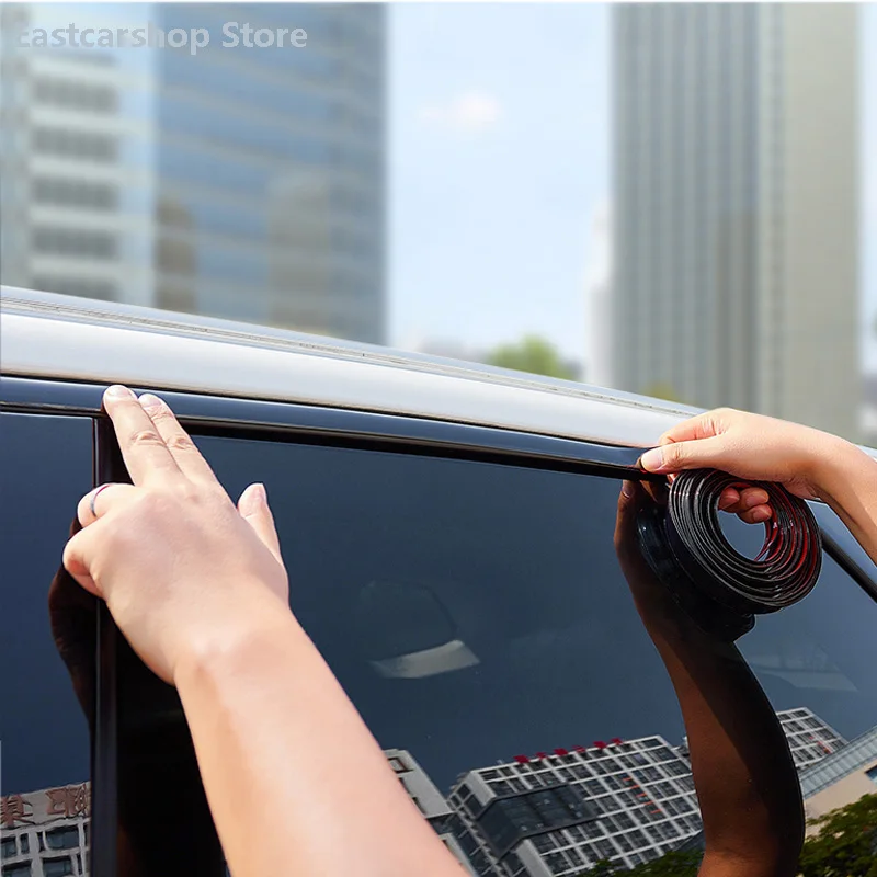 

Car Black Upper Window Bright Trim Strip Frame Cover Scratch-resistant Moulding Trim Anti-Collision Window Protector Universal