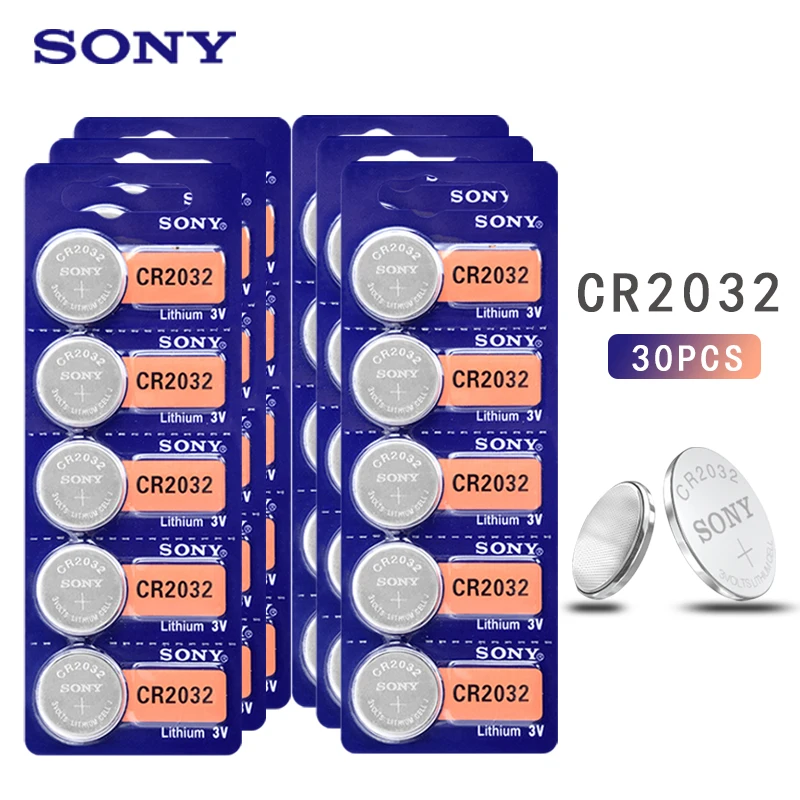 Аккумулятор литиевый кнопочный для часов SONY CR2032 DL2032 ECR2032 BR2032 2032 CR 3 в 30 шт.|Часовые