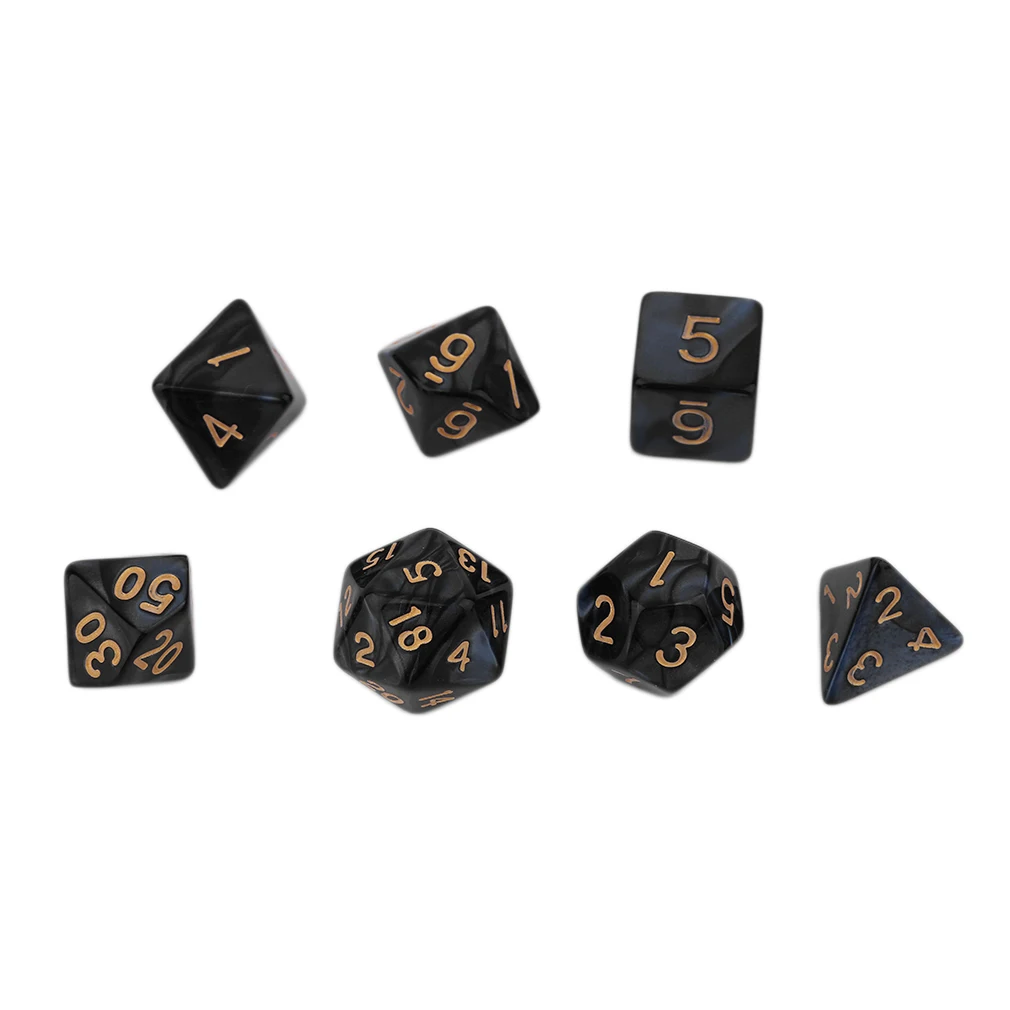 as show Яркий набор из 7 предметов, креативные многогранные акриловые Dice16-20Mm с жемчугом D4 D6 D8 D10 D12 D20 - Цвет: as show