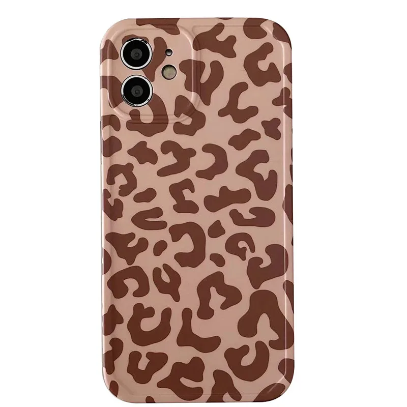 

Vintage Leopard Phone Case for iphone 12 11 pro max X XS XR 7 8 Plus 12mini ins Popular Soft IMD Cover Gift for Woman Girl
