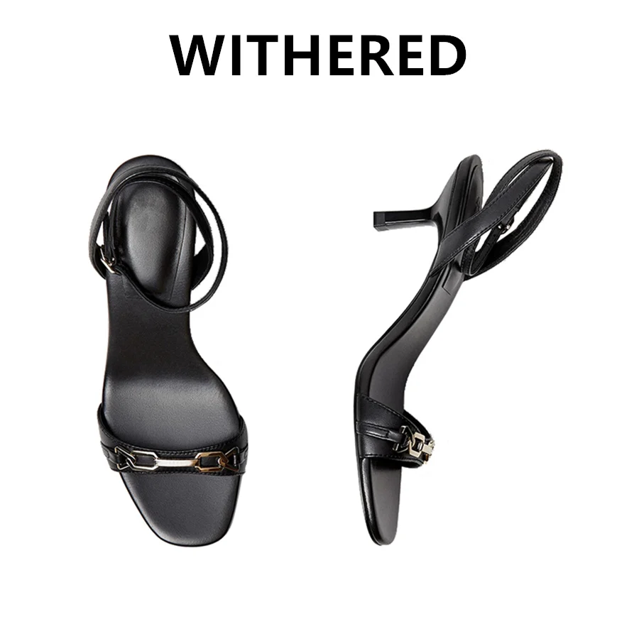 Увядший фон 2021SS Новое поступление офисные женские туфли с металлической пряжкой