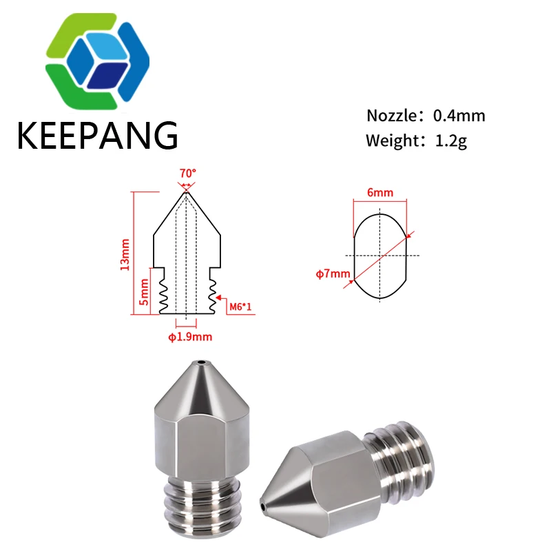 Высокопрочные сопла из титанового сплава TC4 MK8 коррозионно-стойкие для Ender 3 CR10 5 Two