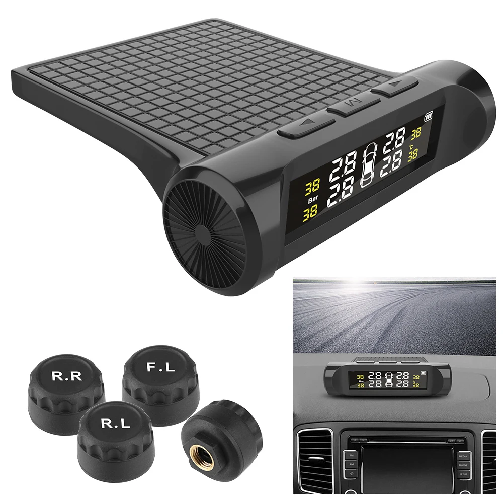 

Car TPMS Auto Security Alarm Systems Tyre Pressure Digital LCD Display Tyre Pressure Monitoring System With External Sensors