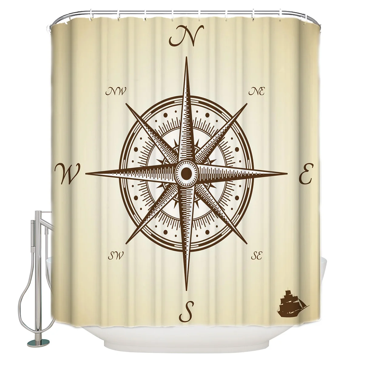 Желтый компас Ретро стиль водонепроницаемая занавеска для душа украшение дома
