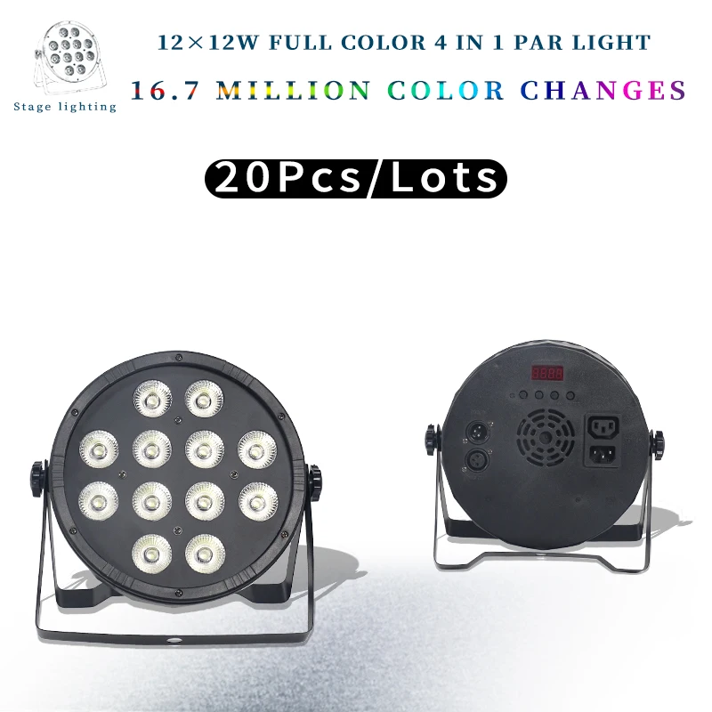 

20pcs/lots 12x12W led Par lights RGBW 4in1 12*12w ABS material flat par led dmx512 disco lights professional stage dj equipment