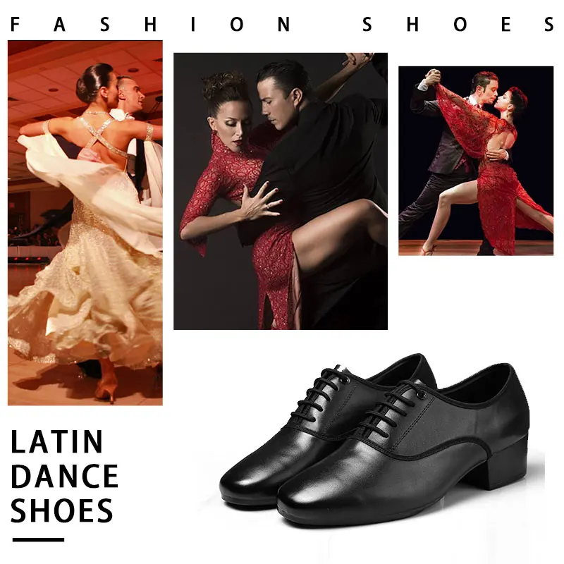 SWDZM Men Latin Dance Shoes Ballroom Tango Dancing Shoes for Man Male Genuine Leather Rubber Sole Jazz dance Sneakers Adults 4.5