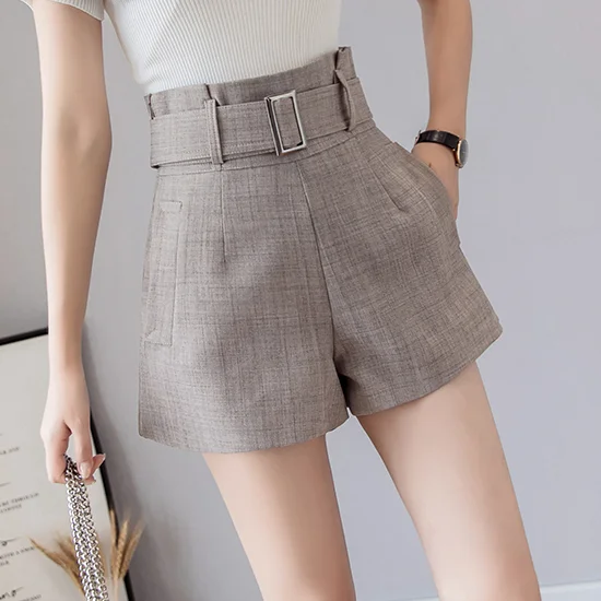 Элегантные шорты с высокой талией для женщин летние женские широкими штанинами