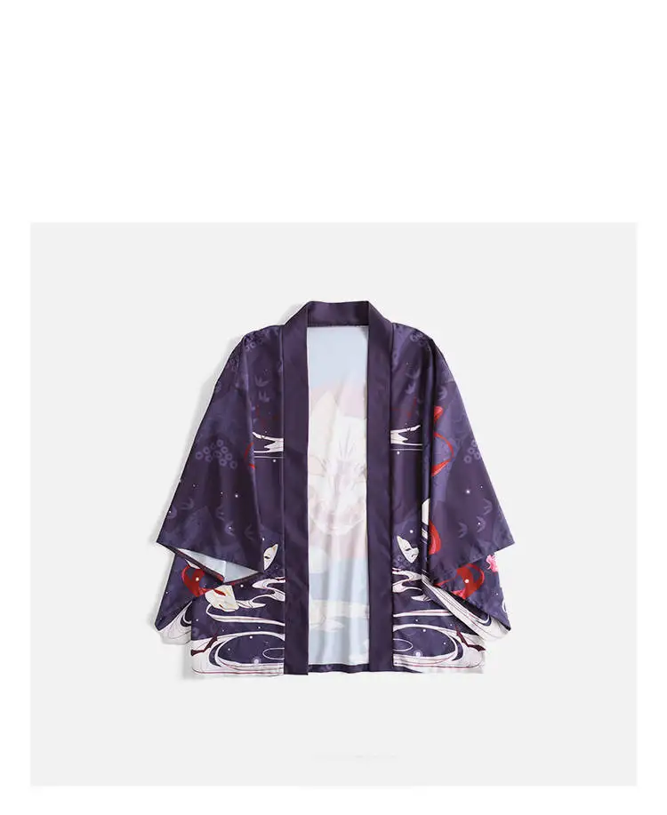 Новое традиционное японское кимоно Yukata Женская Повседневная рубашка с принтом аниме Солнцезащитная одежда кимоно мужской уличный кардиган