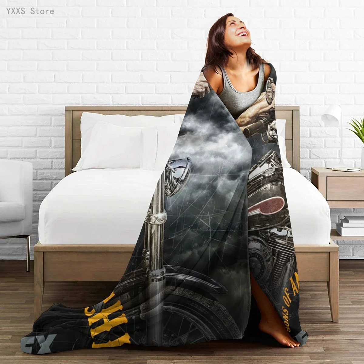 

Sons of Anarchy 3D Cartoon Sherpa Blanket Warm Super Soft Flannel Office Nap Bedspread Sofa Bedding Plush Quilt Plaids 291782292