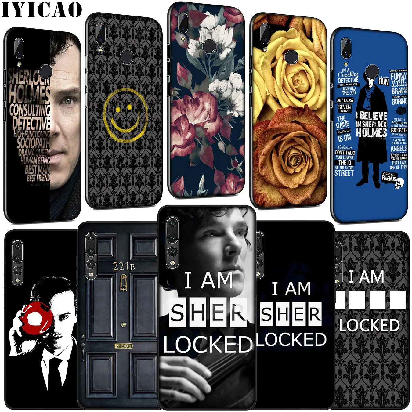 Мягкий силиконовый чехол Шерлок Холмс 221B для Huawei P30 P20 Pro P10 P9 Lite Mini 2017 2016 P Smart Z Plus 2019