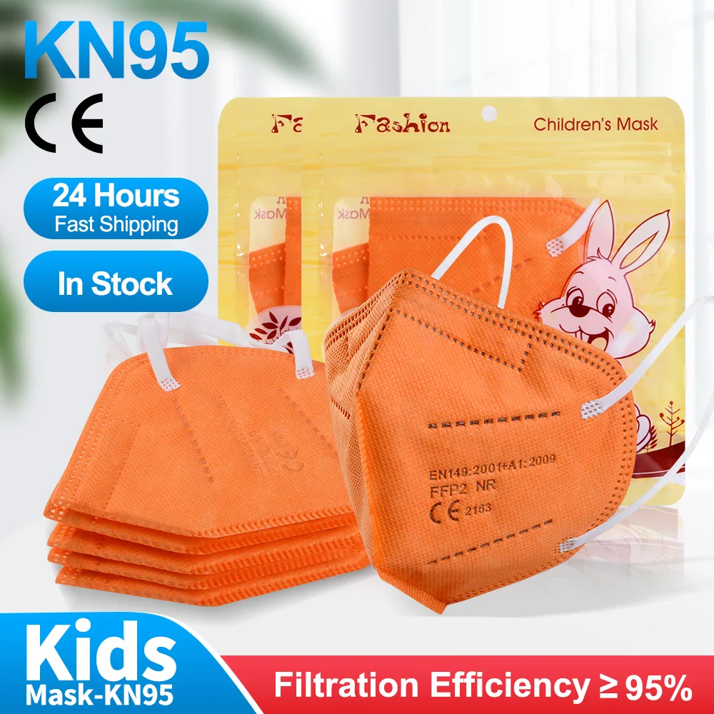 

FFP2 Mascarillas KN95 Kids Mask 5 Layers Face Mask KN95 Colored Orange Respirator Protective Mask KN95 Children Masks Dustproof