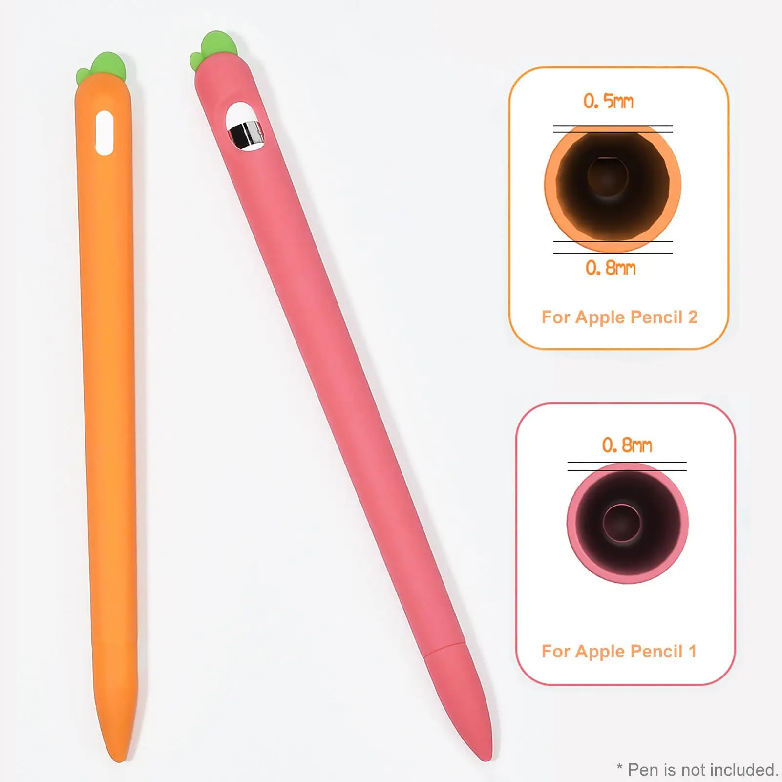 

Мультяшный силиконовый стилус в форме моркови защитный чехол для Apple Pencil 1/2