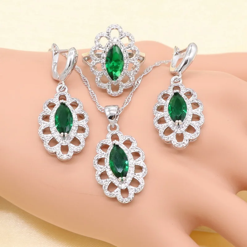 XUTAAYI высшее качество серебряного цвета Ювелирные наборы зеленый имитация