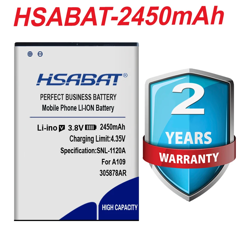Оригинальная запасная батарея для мобильного телефона HSABAT 2450 мАч 305878AR SENSEIT A109 |