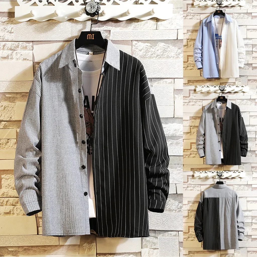 Самая красивая рубашка! Мужская Осенняя модная повседневная полосатая блузка с