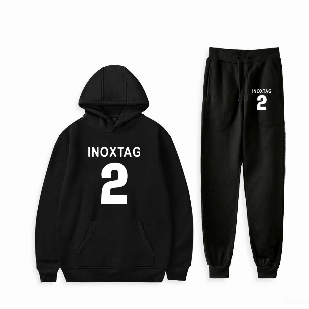 

Inoxtag Print Fashion Fall Suit Hoodies Sportswear Hooded Sweatshirt + Ankle Banded Pant Two Piece Set Men/women Hoodie Of Pants