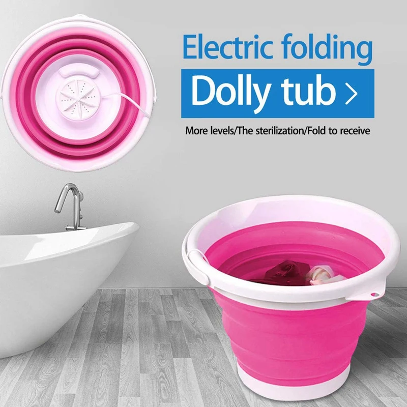 

Folding Laundry Tub Basin Portable USB Mini Washing Machine, Automatic Clothes Washing Bucket for Home Travel 5V