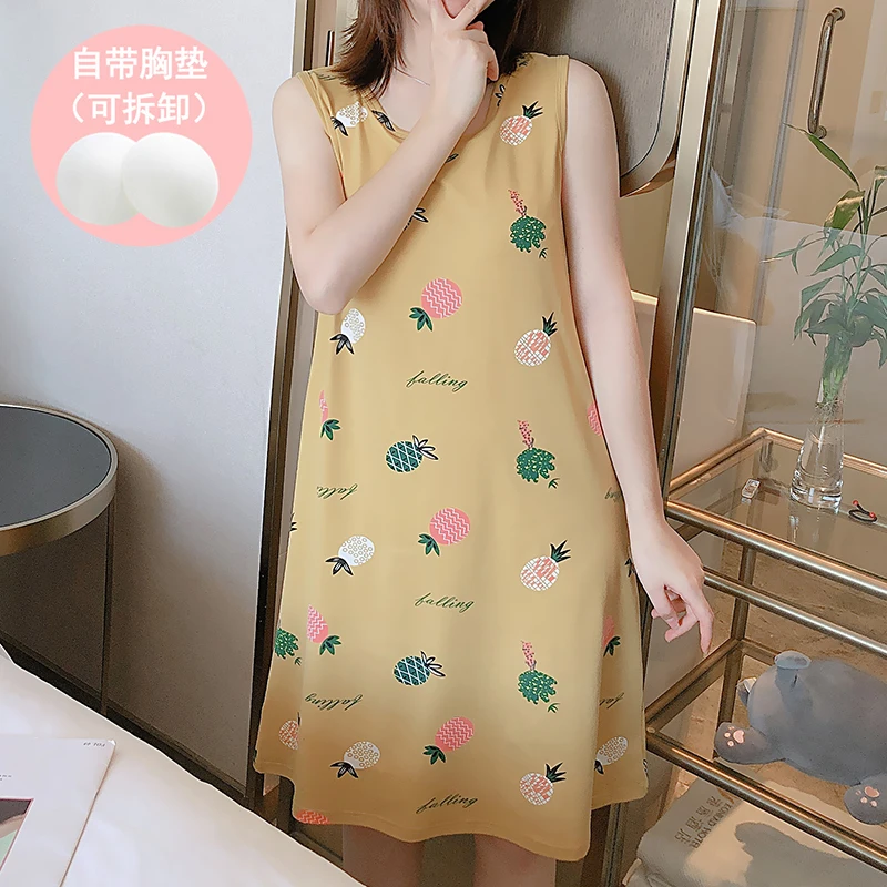 Ночная рубашка женская летняя Студенческая с коротким рукавом Милая подкладом