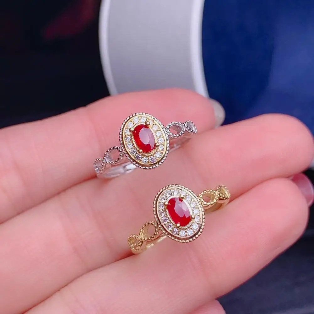 Shilovem серебро 925 пробы натуральный красный рубин кольца хорошее ювелирное изделие