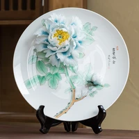 creative peony sculpture chinese ceramic hanging tray sitting tray living room porch peony crafts home decoration accessories