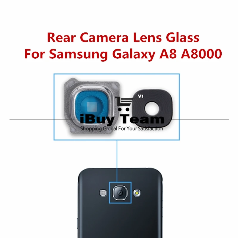Стекло для объектива задней камеры samsung Galaxy A8 SM-A8000 задняя крышка + рамка-держатель