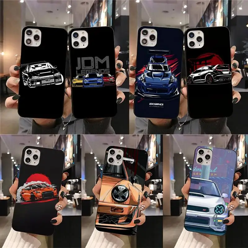 Крутой японский JDM спортивный автомобиль комикс ТПУ Черный чехол для телефона