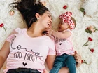 1 шт., одинаковые футболки с надписью Love You More Love You Mommy and Me, подходящие ко всему наряды для мамы и ребенка, одинаковые футболки для мамы и детей