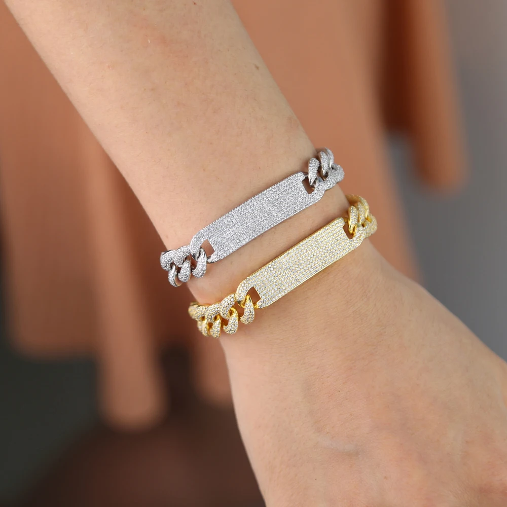 2021 высококачественный хип-хоп микро-паве cz Майами кубинская цепочка bar charm