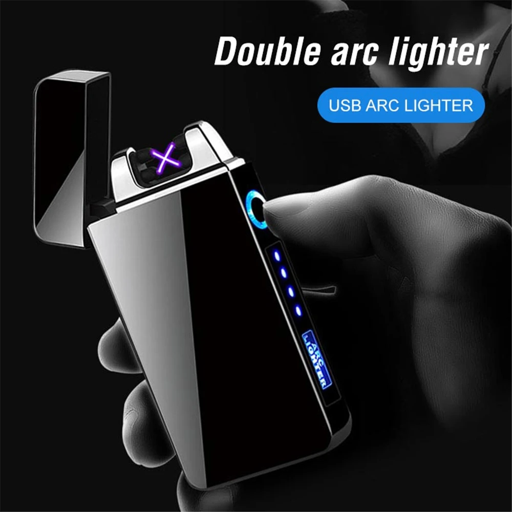 

USB Dual Arc Electronic Lighter Windproof Flameless Plasma Lighter Metal Cigarette Ignition Tools Smoking Accessories Men' Gift