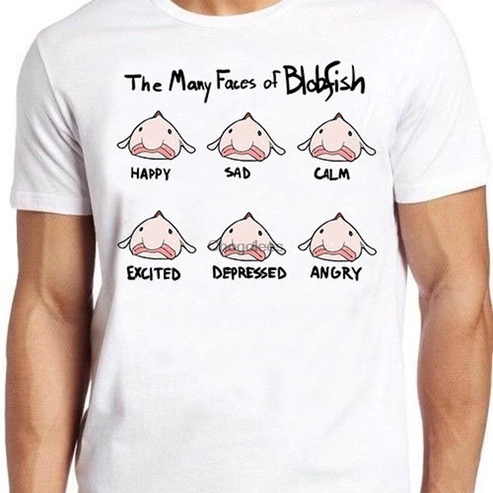 Футболка с изображением множества лиц Blobfish забавный крутой ретро подарок для