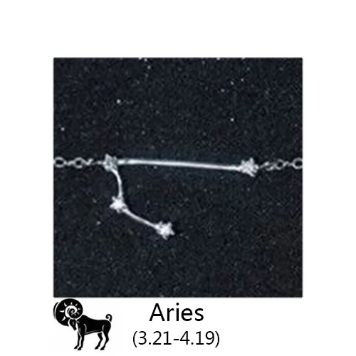 Aries Trustdavis Настоящее 925 пробы Серебряный Кристалл Телец Козерога Скорпион 12 Созвездие браслет для женщин Свадебные украшения - Окраска металла: Aries