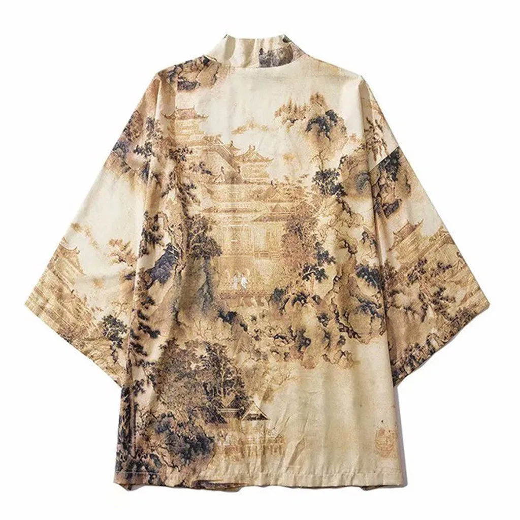 Мужское японское кимоно s And Wo летний кардиган с китайской росписью накидка