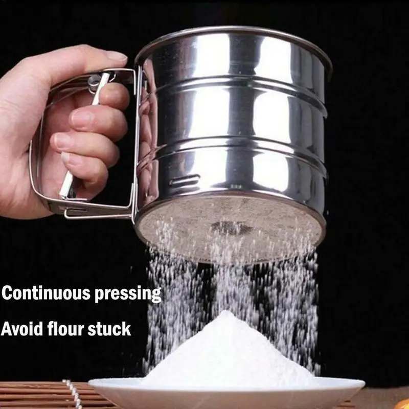 Стальное сито для муки порошка сетчатый нож выпечки сахара тортов кухонное