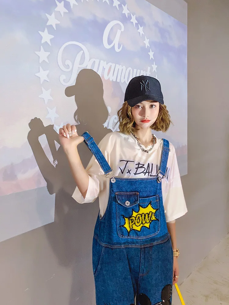 

2021 Spring and Autumn Women Loose Denim Jumpsuits