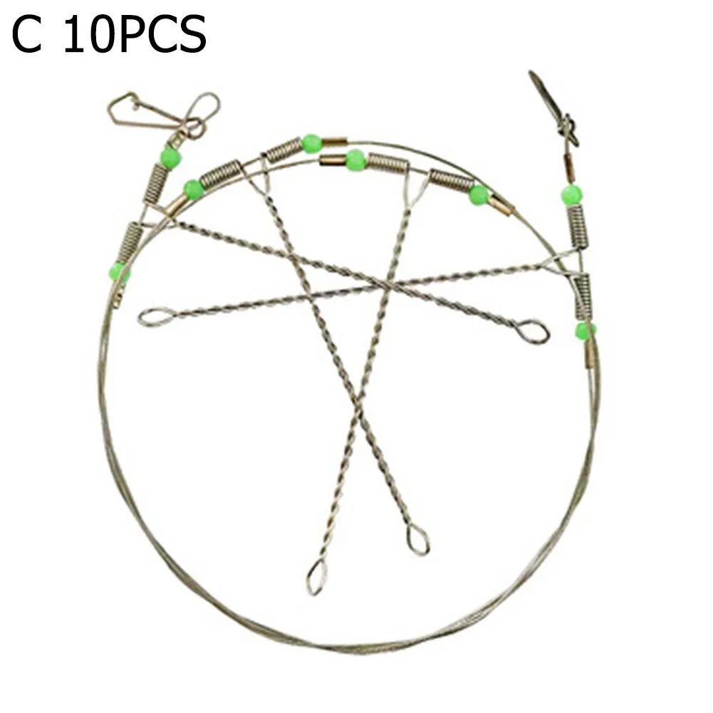 

10pcs Fishing Line Leader Wire Trace With Snap Swivel Fish Lure Hook Boom Drop Arms 50/60/70cm Stainless Steel Fishing Accessory