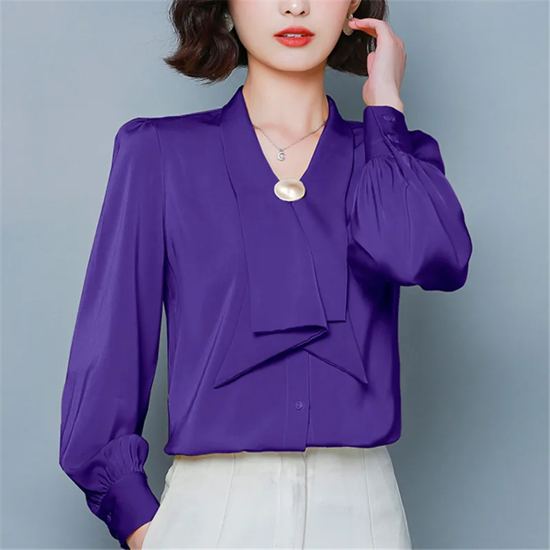 Блузка женская шифоновая с V-образным вырезом элегантная рубашка в Корейском