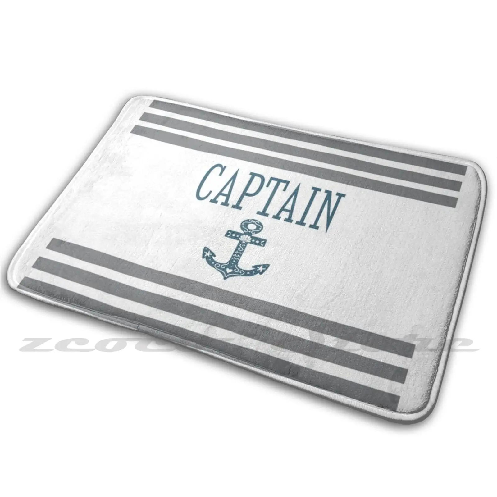 Lake House Decor-Captain Bath Mat-Lake House-Grey And White Striped Carpet Water Absorb Non-Slip Door Mat Husband | Дом и сад