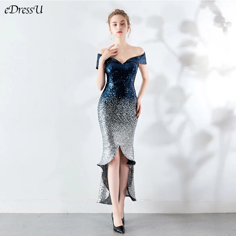 Высокая Низкая Коктейльные Вечерние Платье Элегантный Vestido de Fiesta градиент платье