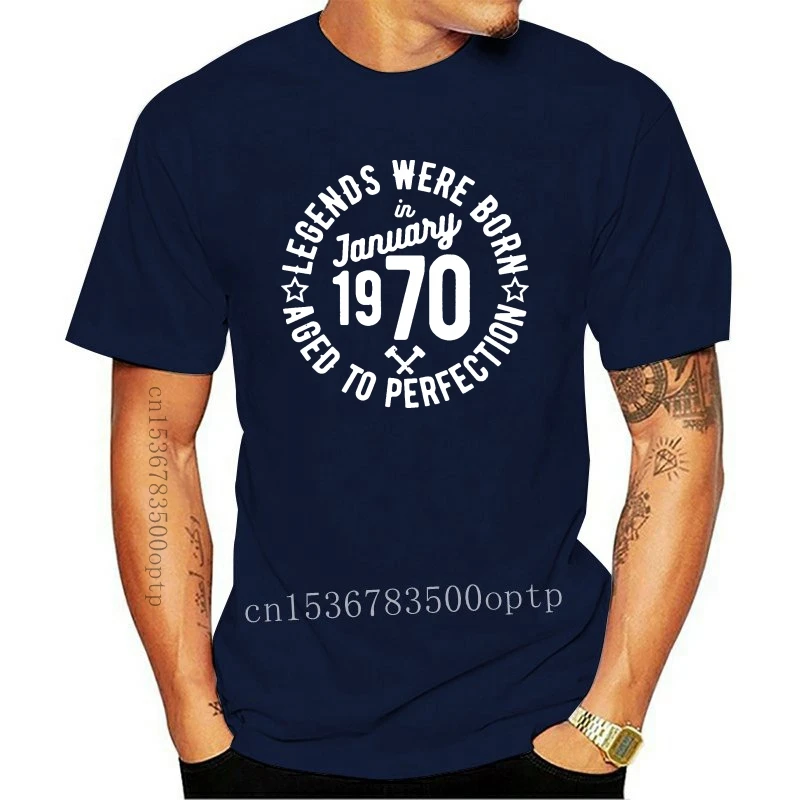 

New 1970 T Shirt Apparel Clothing Shirt Organic Cotton Brands Tee Shirt Men Legends Were Born In January Father's Day T-Shirt